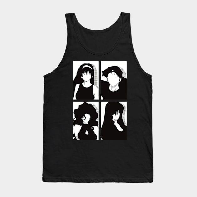 All The Main Characters In Golden Boy Anime In A Black And White Kawaii Minimalist Pop Art Design Tank Top by Animangapoi